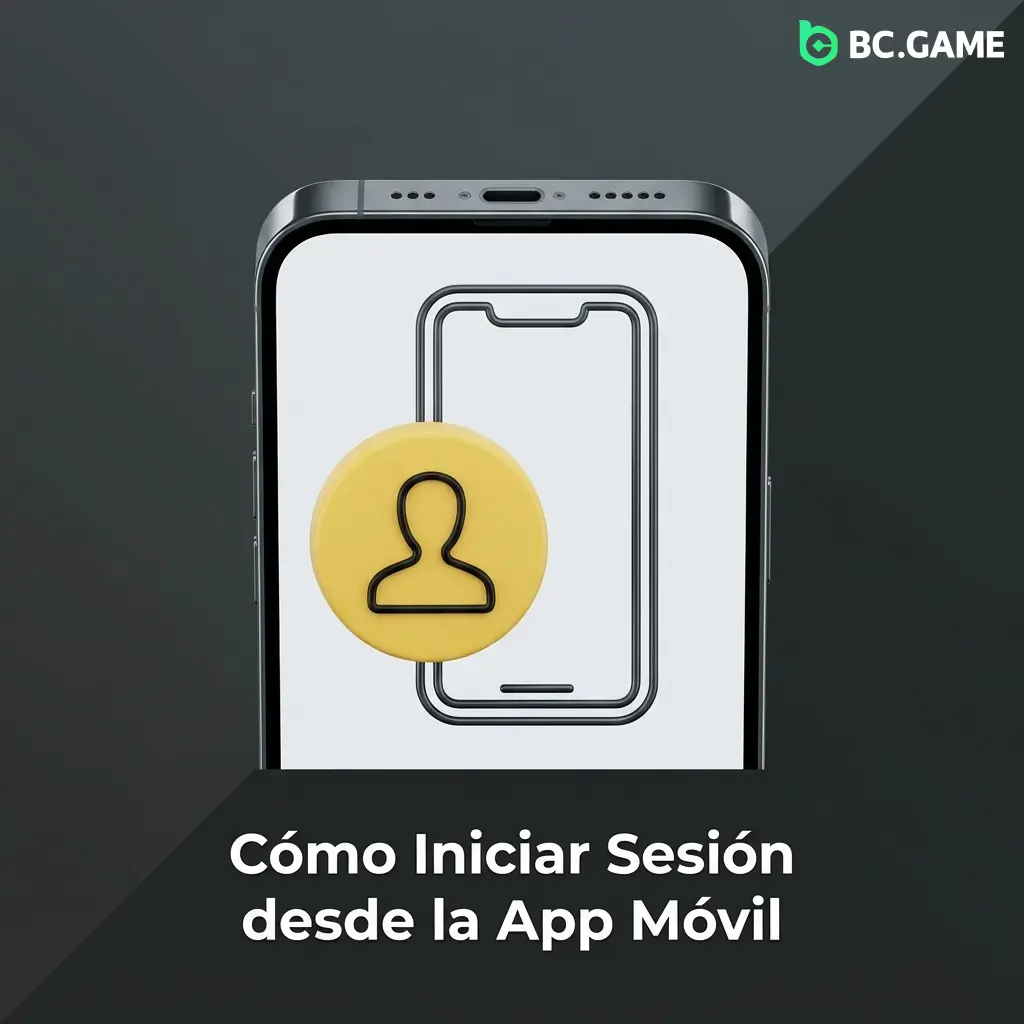 Pantalla de inicio de sesión en la app móvil de BC Game para iOS con campos de correo y contraseña