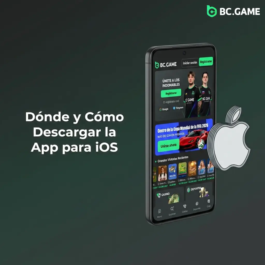 Pantalla de iPhone mostrando descarga de app BC Game en App Store o como PWA desde Safari en Argentina