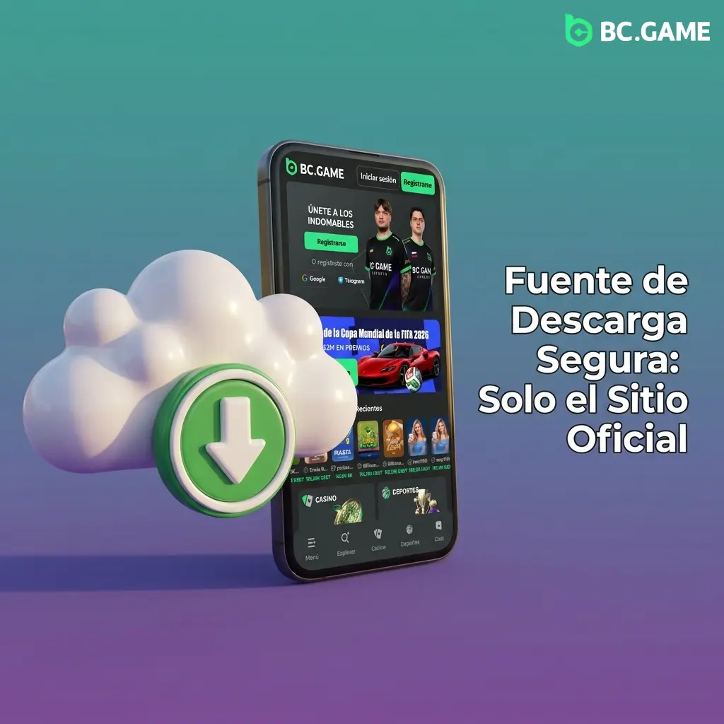 Ícono de seguridad con candado indicando descarga segura de APK solo desde el sitio oficial