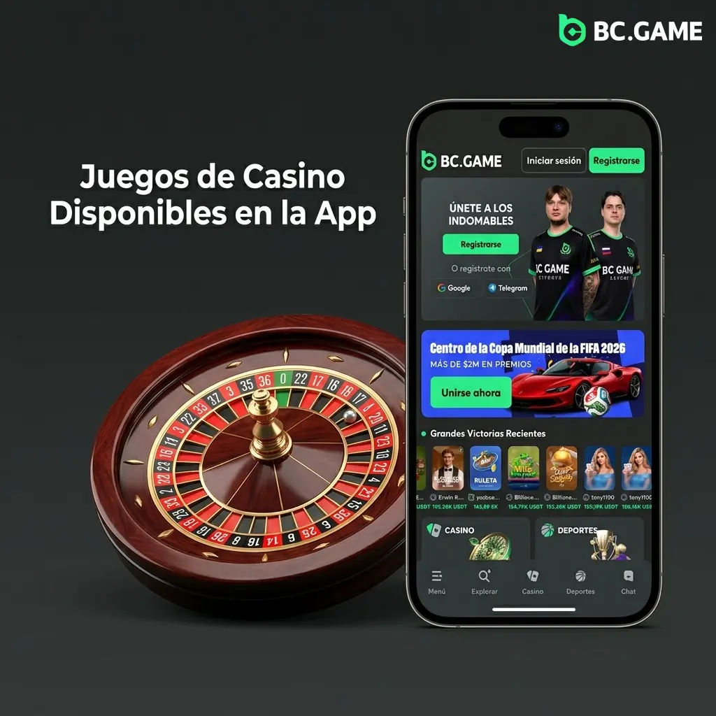Catálogo de más de 8000 juegos de casino en la app BC Game, con slots, ruleta y blackjack en vivo