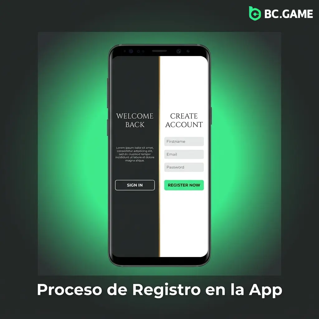 Proceso de registro en la app de BC Game: creación de cuenta con email, Google o Telegram en menos de dos minutos