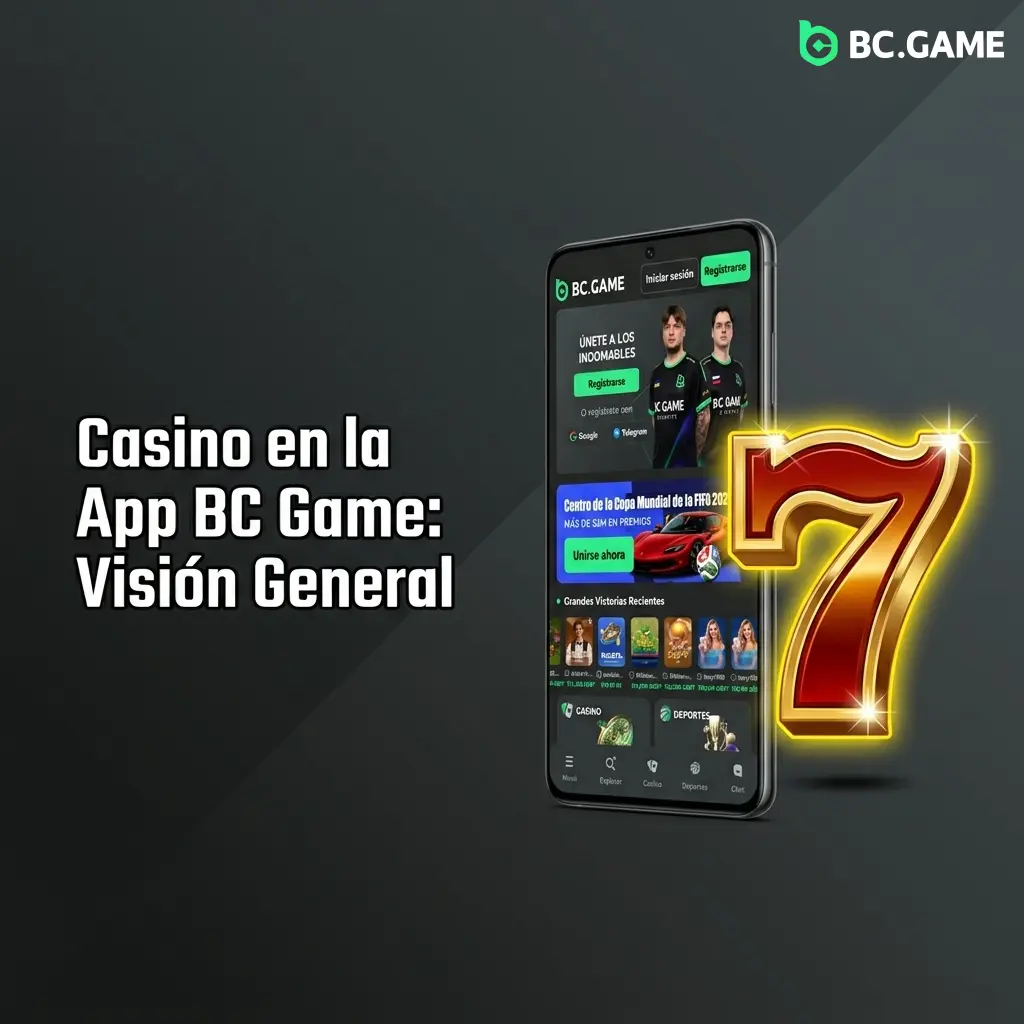 Interfaz de casino en app BC Game con más de 8000 títulos: slots, juegos en vivo y crash games