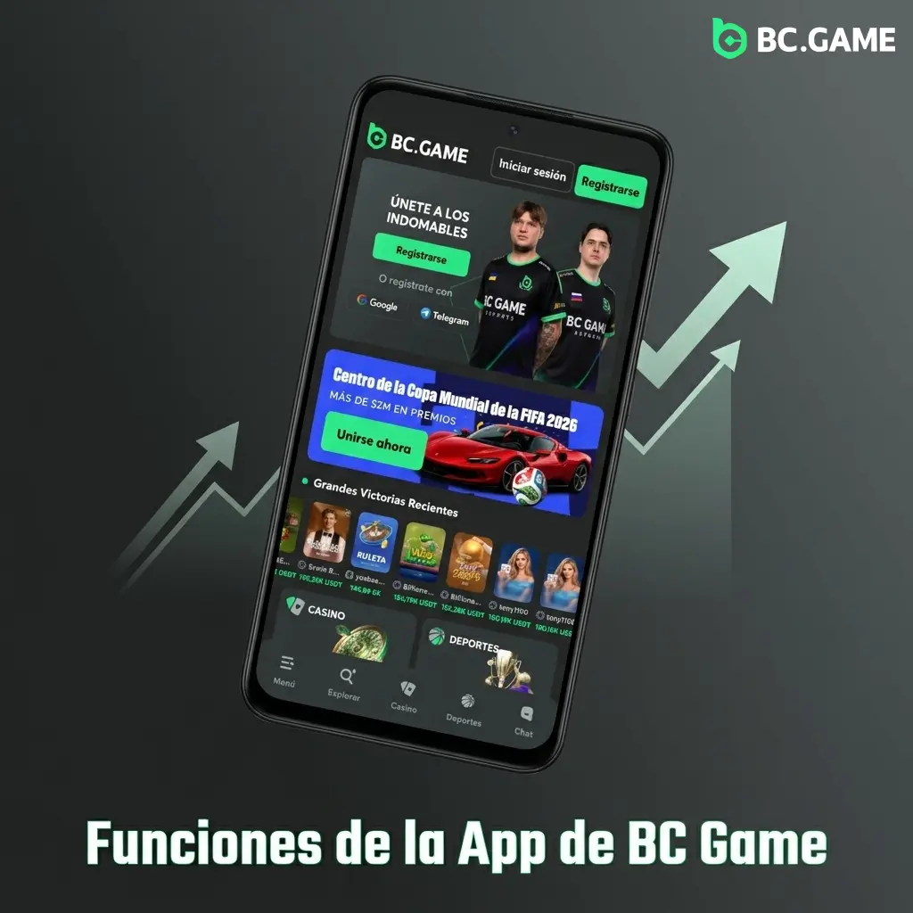 Funciones de la app BC Game: casino, apuestas deportivas, criptomonedas y notificaciones push para jugadores argentinos