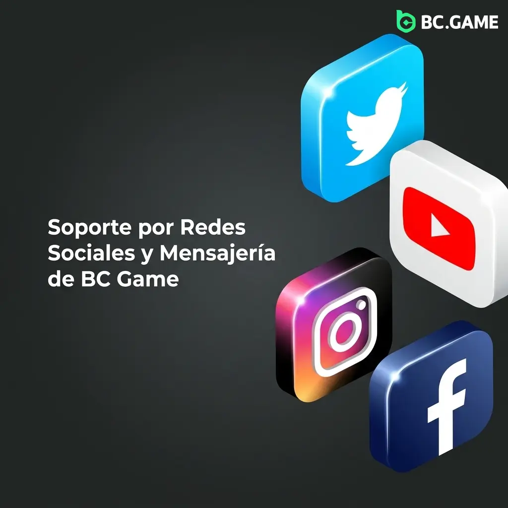 Canales oficiales de BC Game en redes sociales: Telegram, Twitter, Instagram, Facebook y Discord para soporte